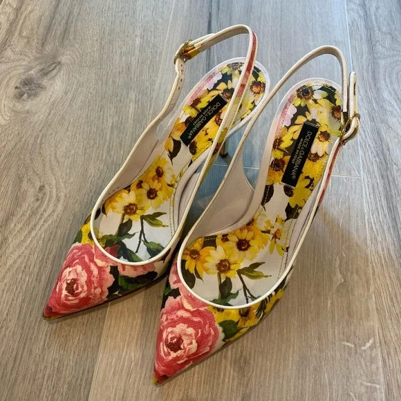 Dolce & Gabbana Floral Slingback Heels - Picture 8 of 11